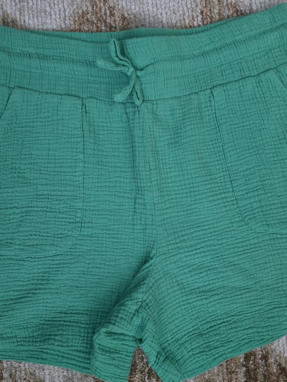 Tribal Teal Gauze Drawstring Athletic Shorts Size Large